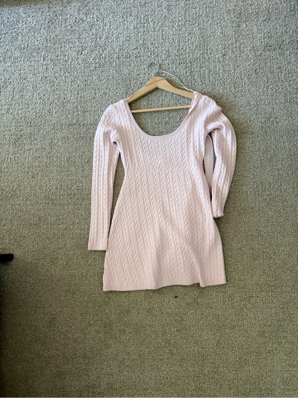 Hollister Pale Pink Cable Knit Scoop Neck Long Sleeve Dress